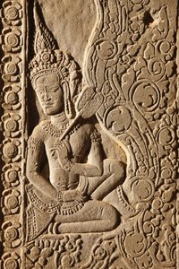 Sculpture de danseuse Apsara à Angkor Wat, Siem Reap, Cambodge