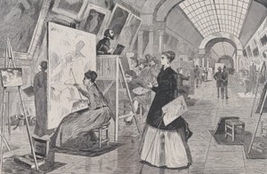 Étudiants en art et copistes dans la galerie du Louvre, Paris Harper