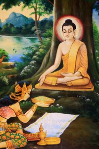 Bouddha ascétique recevant un bol de riz au lait de Nandabala - Unbekannt