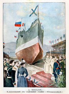 À Toulon, lancement du cuirassé russe Cesarevitch, 1901