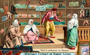 Chez un cordonnier en Turquie, vers 1900
