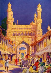 Au Char Minar à Hyderabad, vers 1948
