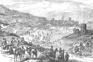 Attaque sur une ville Afreedi, vers 1880