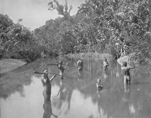 Aborigènes australiens pêchant au harpon, XIXe siècle - Unbekannt