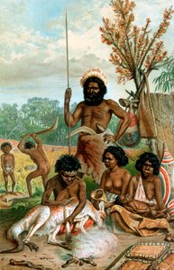 Aborigènes australiens dépeçant un kangourou, 1885-1888 - Unbekannt