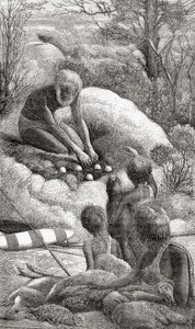 Des aborigènes australiens examinent le nid d