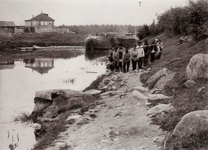 Haleurs de barge sur la Volga, Russie, vers 1895