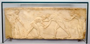 Frise en bas-relief de lutteurs, vers 500 av. J.-C.