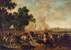 Scène de bataille de la guerre de Sept Ans, seconde moitié du 18e siècle