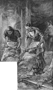 Préparation des peaux pour la production de cuir de chaussure, 1885