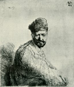 Homme barbu avec un bonnet oriental en fourrure et une robe : le père de l