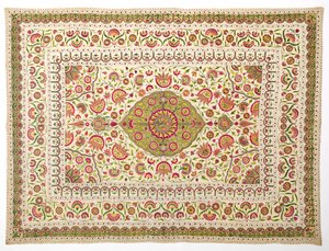 Couverture de lit avec motif de médaillon floral, fin des années 1600 au début des années 1700 - Unbekannt