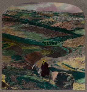 Vue aérienne de Bethléem, avec vignobles et oliveraies, vers 1900