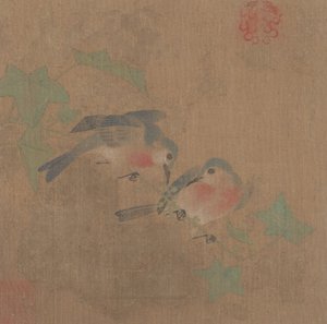 Oiseaux sur une branche fruitière - Unbekannt
