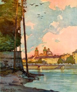 Vue sur la rivière Inn, vers 1929