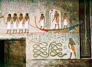 Scène de bateau, Tombes des Nobles, Thèbes, Égypte