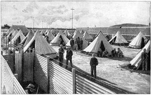 Prisonniers boers dans un camp à Bloemfontein, 2e guerre des Boers, 1899-1902
