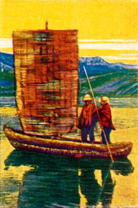 Radeau de navigation bolivien en roseaux, vers 1928