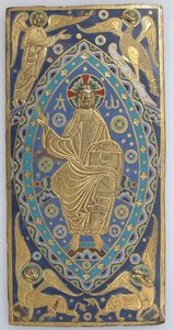 Plaque de couverture de livre avec Christ en majesté, français, vers 1200