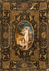 Couverture de livre, cuir peint, fin du 16ème siècle