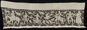 Bordure avec figures montées et debout, chars et animaux, XIXe siècle