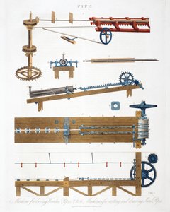 Perçage de tuyaux en bois, et coulée et tirage de tuyaux en fer, vers 1825 - Unbekannt