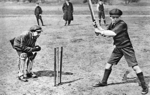 Garçons jouant au cricket à Parliament Hill Fields, Londres, 1926-1927