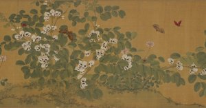 Fleurs de fève et papillons