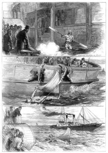 Voyage du capitaine Boyton à travers la Manche, 1875