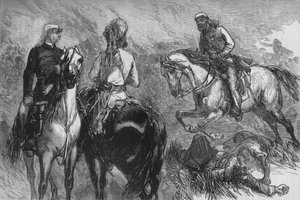 Le capitaine Hope Johnstone apportant des nouvelles de la capture, c1880