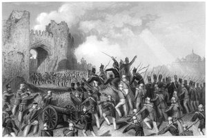 Capture de la Porte de Cachemire, assaut de Delhi, 1857, vers 1860