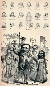 Caricatures des membres de la Conférence nationale à Francfort et du Prussian Kreuz-Zeitung - Unbekannt