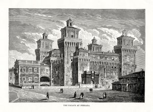 Castello Estense, Ferrare, Italie, 1879