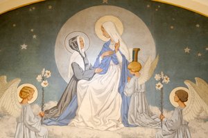 Catherine Labouré et la Vierge Marie. Fresque. Chapelle Notre-Dame de la Médaille Miraculeuse, Paris - Unbekannt