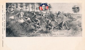 Charge des Rough Riders contre les Espagnols en embuscade, La Quasina, 24 juin 1898, vers 1900 - Unbekannt