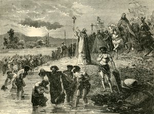 Charlemagne faisant baptiser les Saxons dans la Weser, 782 après J.-C. 1890 - Unbekannt