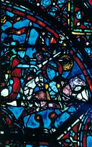 Charlemagne combat les Sarrasins, vitrail, cathédrale de Chartres, France, vers 1225