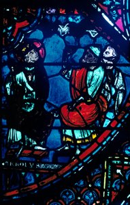 Charlemagne regarde la Voie lactée, vitrail, cathédrale de Chartres, France, vers 1225