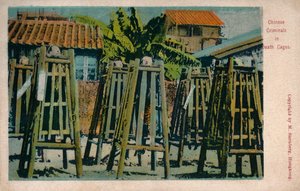 Criminels chinois dans des cages de mort, vers 1900