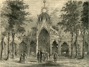 Pavillon chinois dans les jardins de Vauxhall, vers 1878
