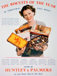 Publicité de Noël pour les biscuits Huntley et Palmers, 1935