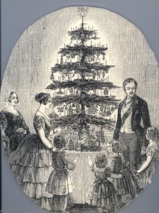 Noël avec la reine Victoria, le prince Albert, leurs enfants et la mère de la reine Victoria, en 1848