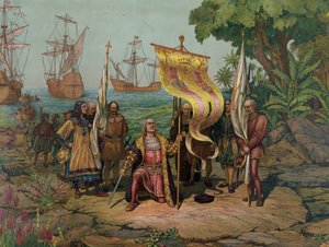 Christophe Colomb (1451-1506) revendiquant le 