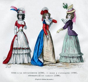 Robe circassienne, 1796, robe anglaise, 1789, et caraco, 1788, 1882-1884 - Unbekannt