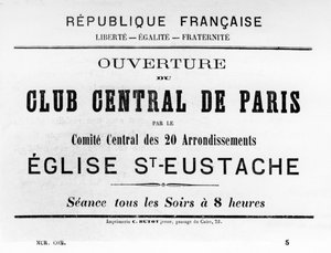 Club Central de Paris, des affiches politiques françaises de la Commune de Paris, mai 1871 - Unbekannt
