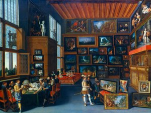 Cognoscenti dans une pièce ornée de tableaux, vers 1620 - Unbekannt