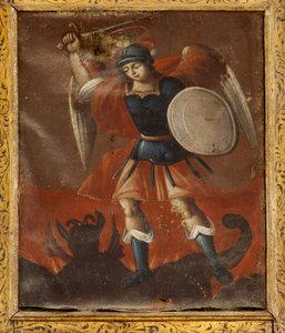 Église collégiale (Colegiata de San Millán de la Cogolla). Intérieur. Peinture. Saint Michel.