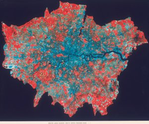 Image composite Landsat en fausses couleurs du Grand Londres, 1979