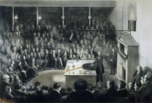 Conférence du physicien Michael Faraday (1791-1867) devant la Royal Institution de Londres le 27 décembre 1855 en présence du Prince Albert de Saxe-Cobourg-Gotha - Unbekannt