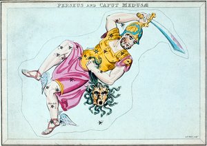 Constellation de Persée, le montrant portant la tête de Méduse, vers 1820